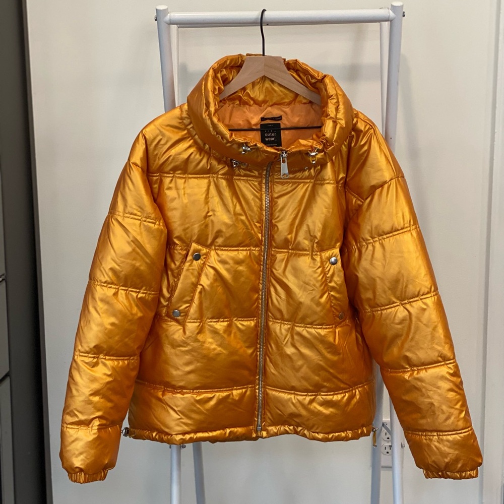 Zara Shiny Gold Puffer Jacket